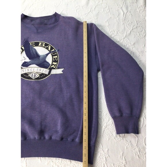 Vintage 90'S EDDIE BAUER PULLOVER CREWNECK SWEATSHIRT SZ L Faded Blue Comfort - Picture 5 of 6
